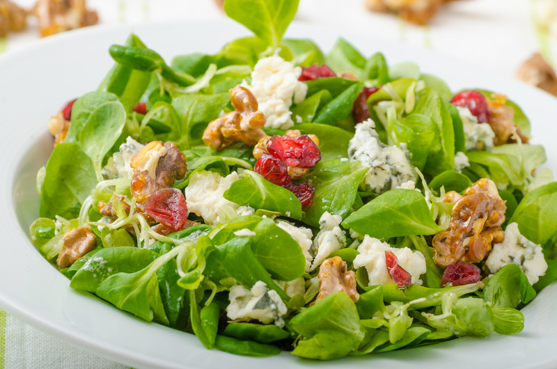 Cranberry, Walnut, Goat Cheese Salad with Mixed Baby Greens
