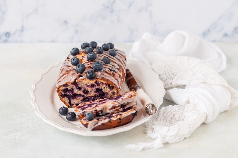 Lemon Glazed Blueberry Bread