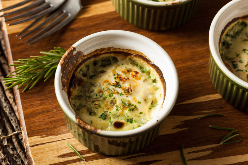 Baked Eggs with Spinach, Bacon and Herbs