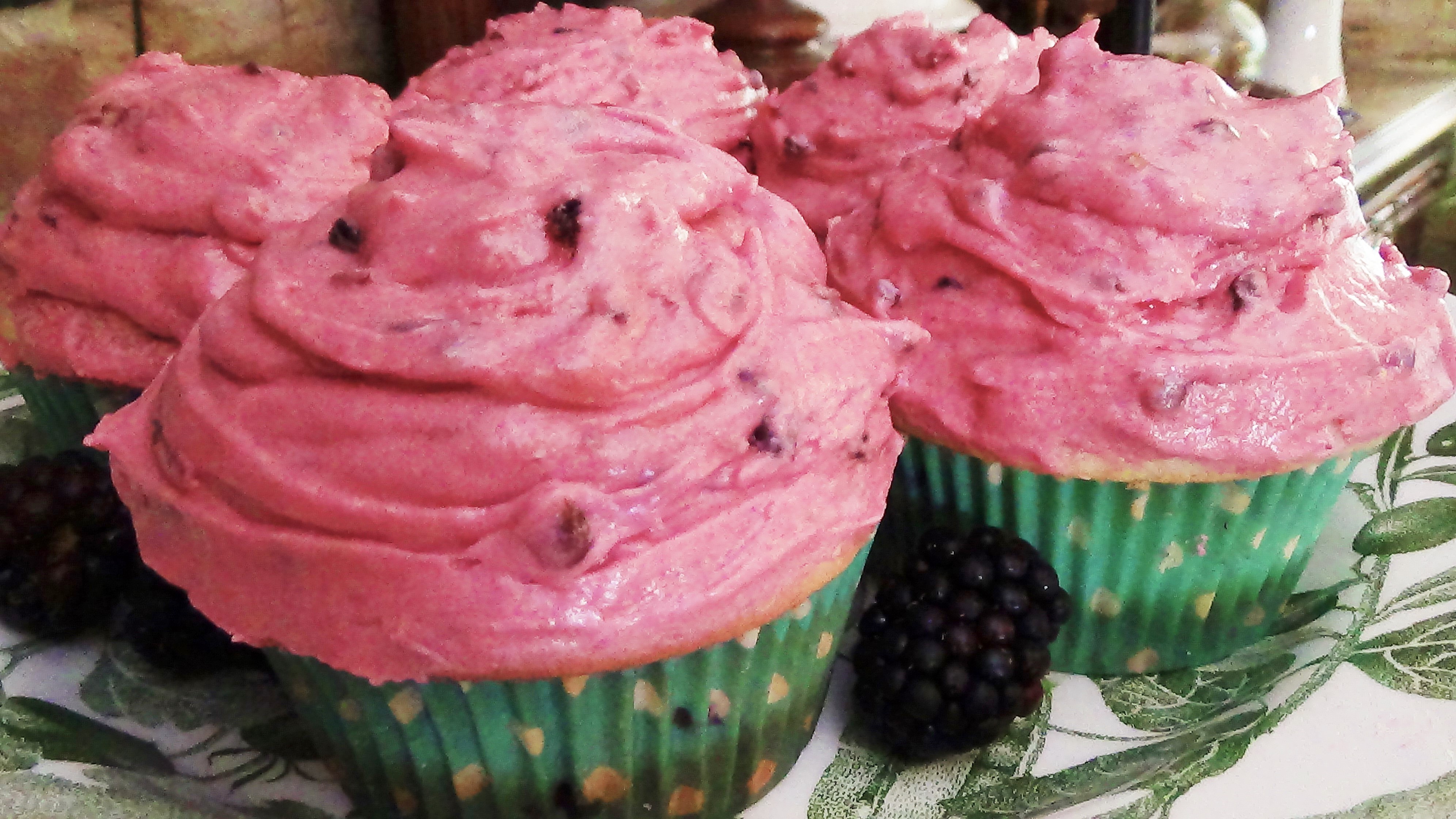 Blackberry, Vanilla Cupcakes with Blackberry Buttercream
