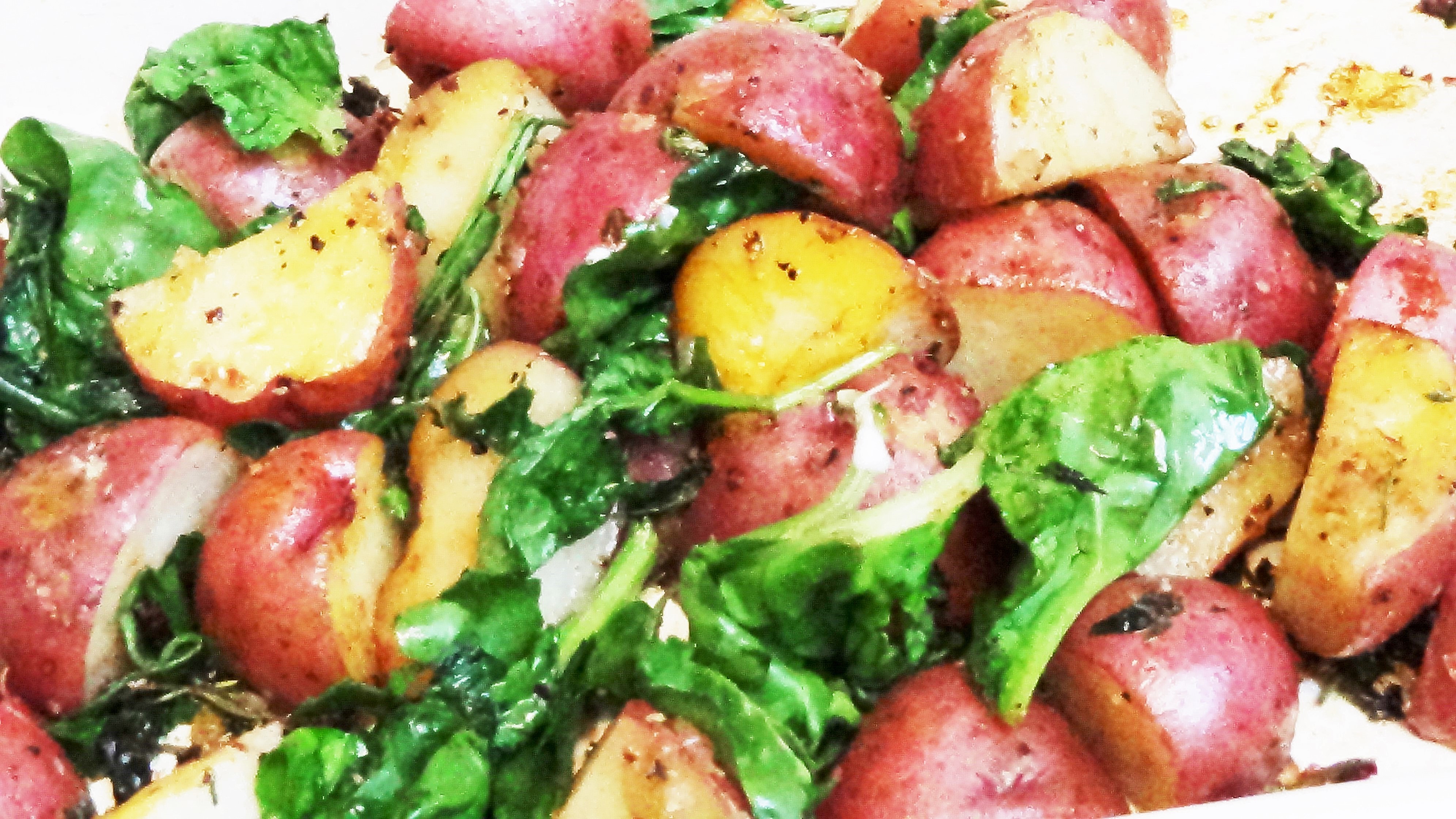 Herb Roasted New Potatoes with Spinach