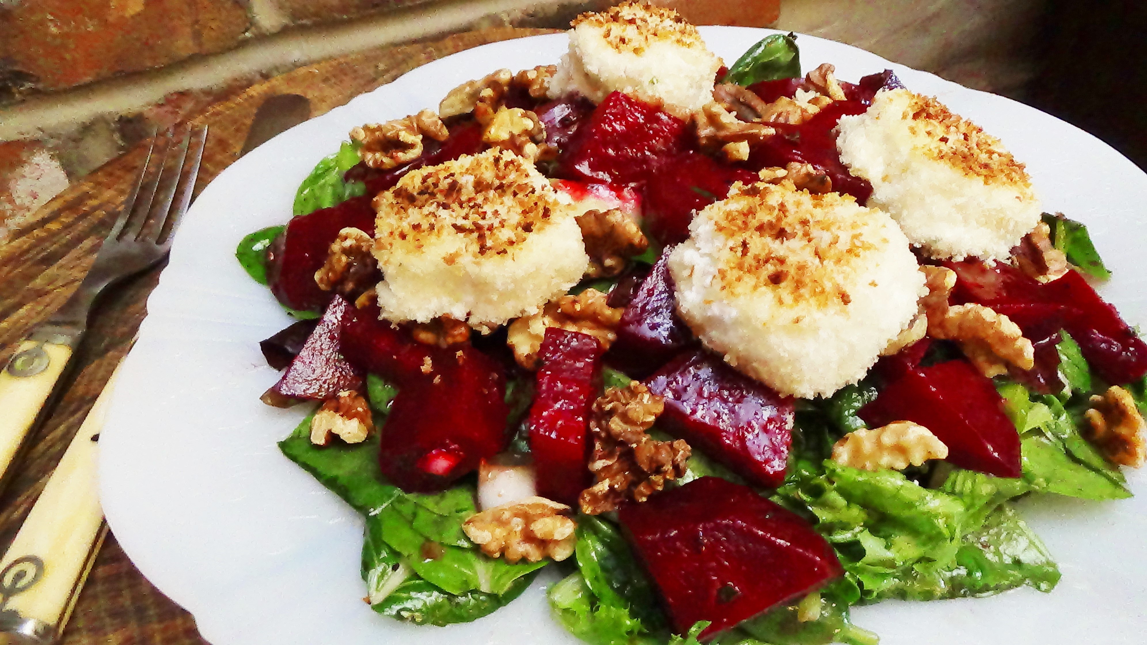 Roasted Beet Salad with Warm Goat Cheese