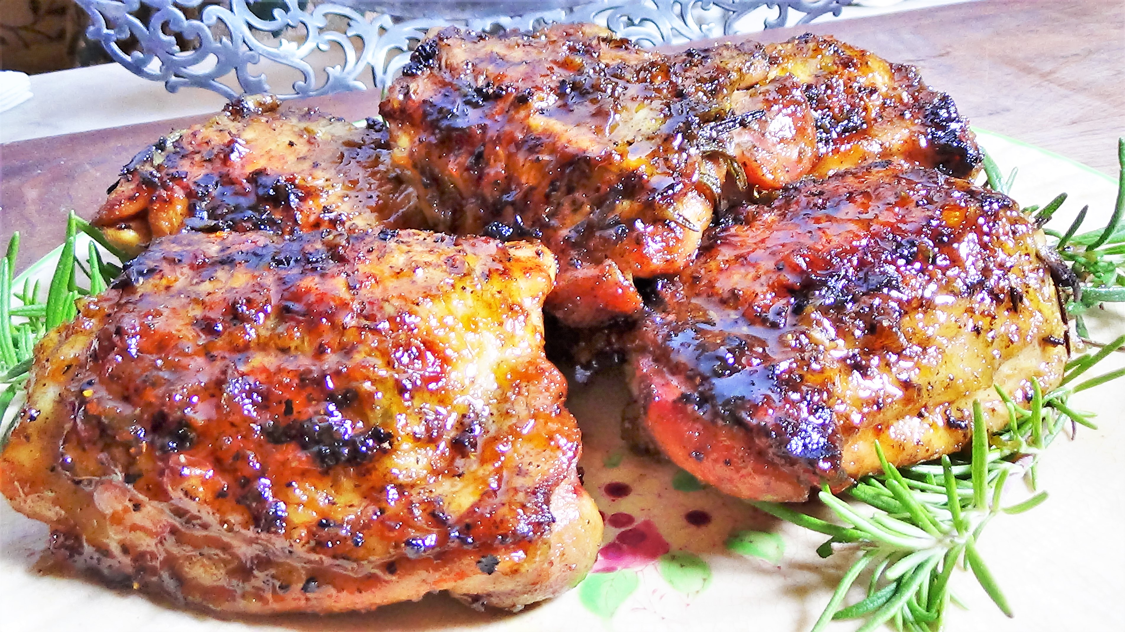 Grilled, Orange & Rosemary Chicken Thighs