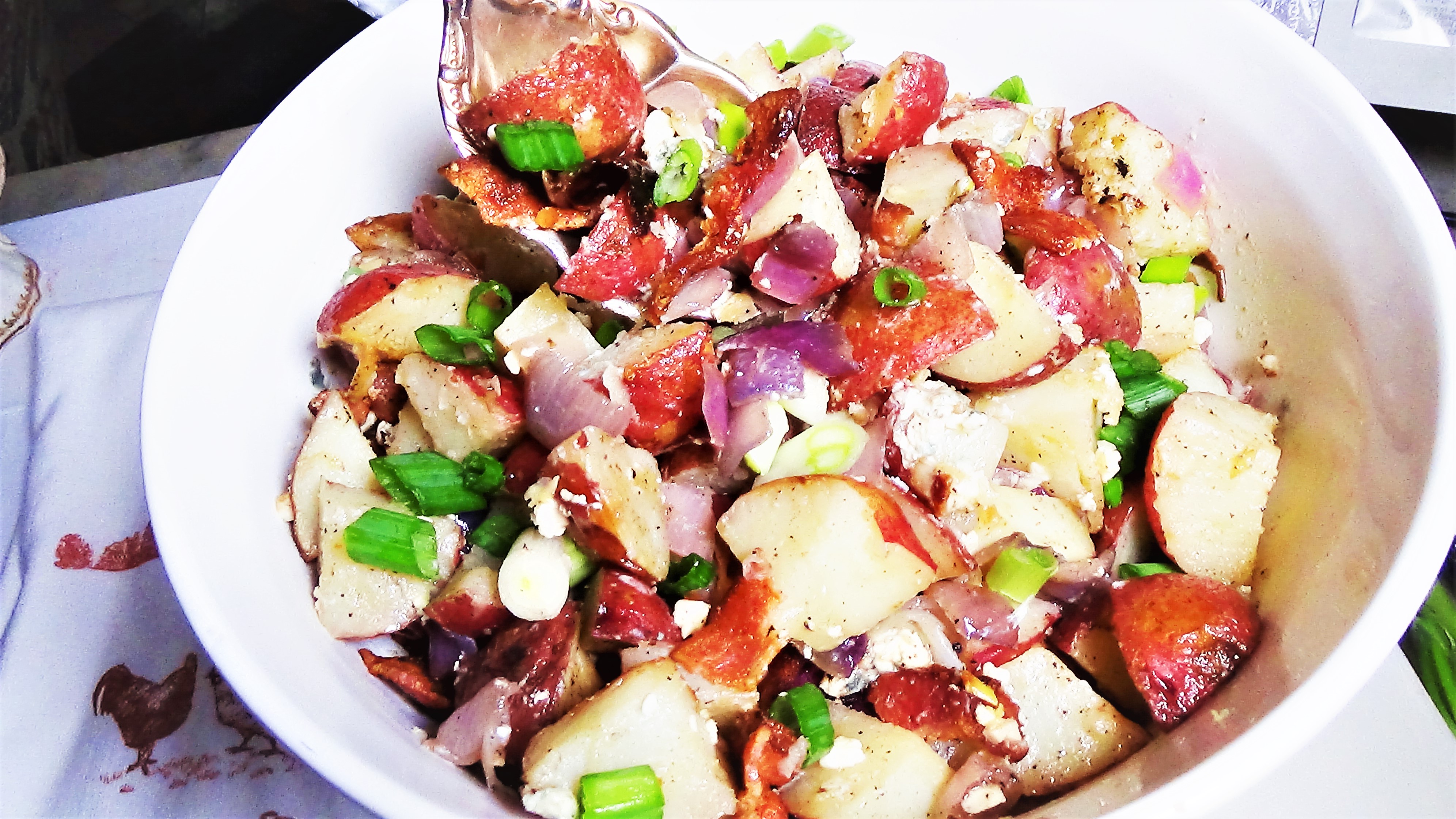 Roasted Red Potato Salad with Bacon and Blue Cheese