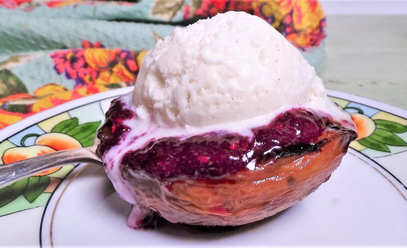 Grilled Peaches with Blackberry Sauce