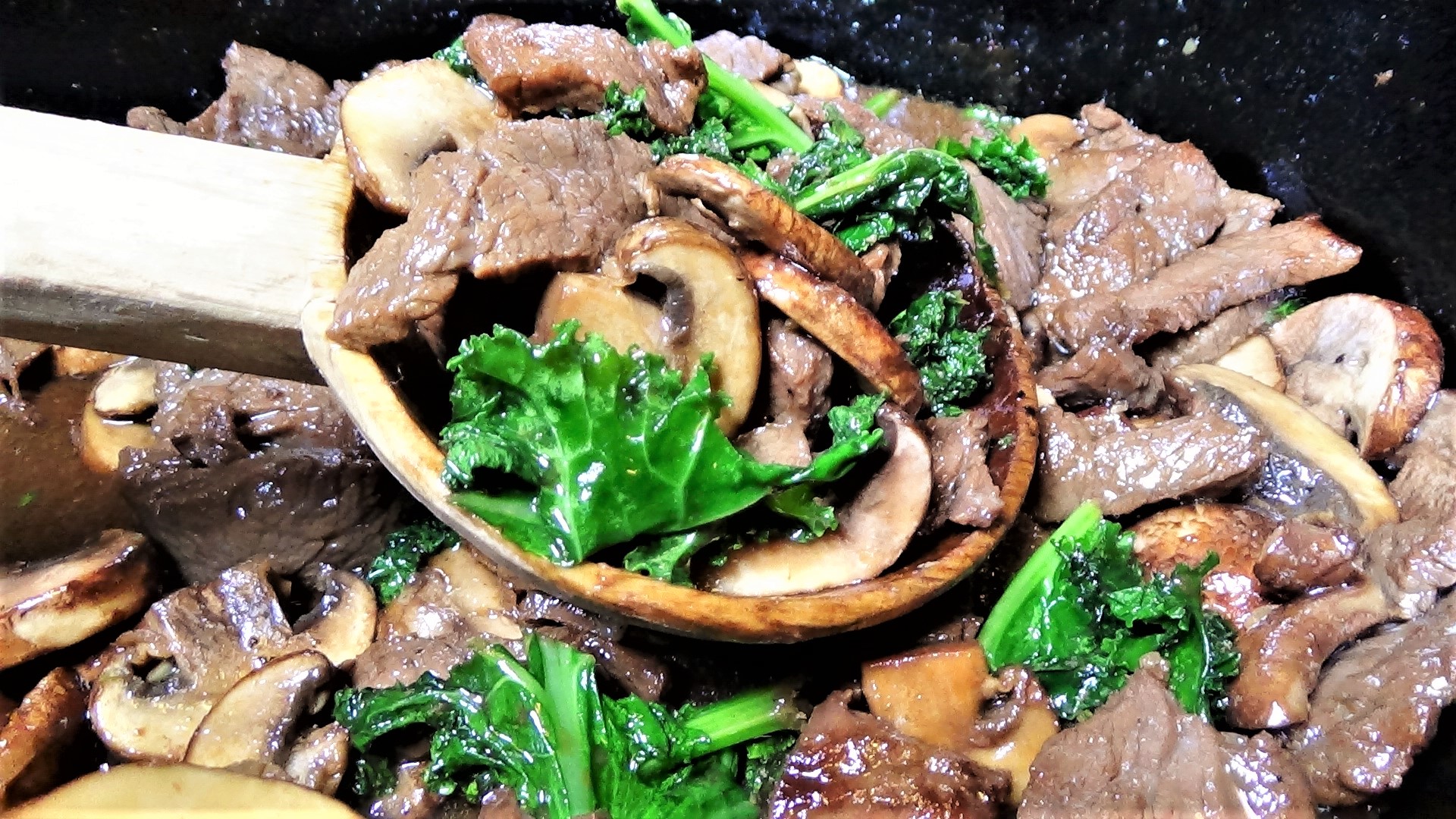 Korean Beef with Kale and Mushrooms