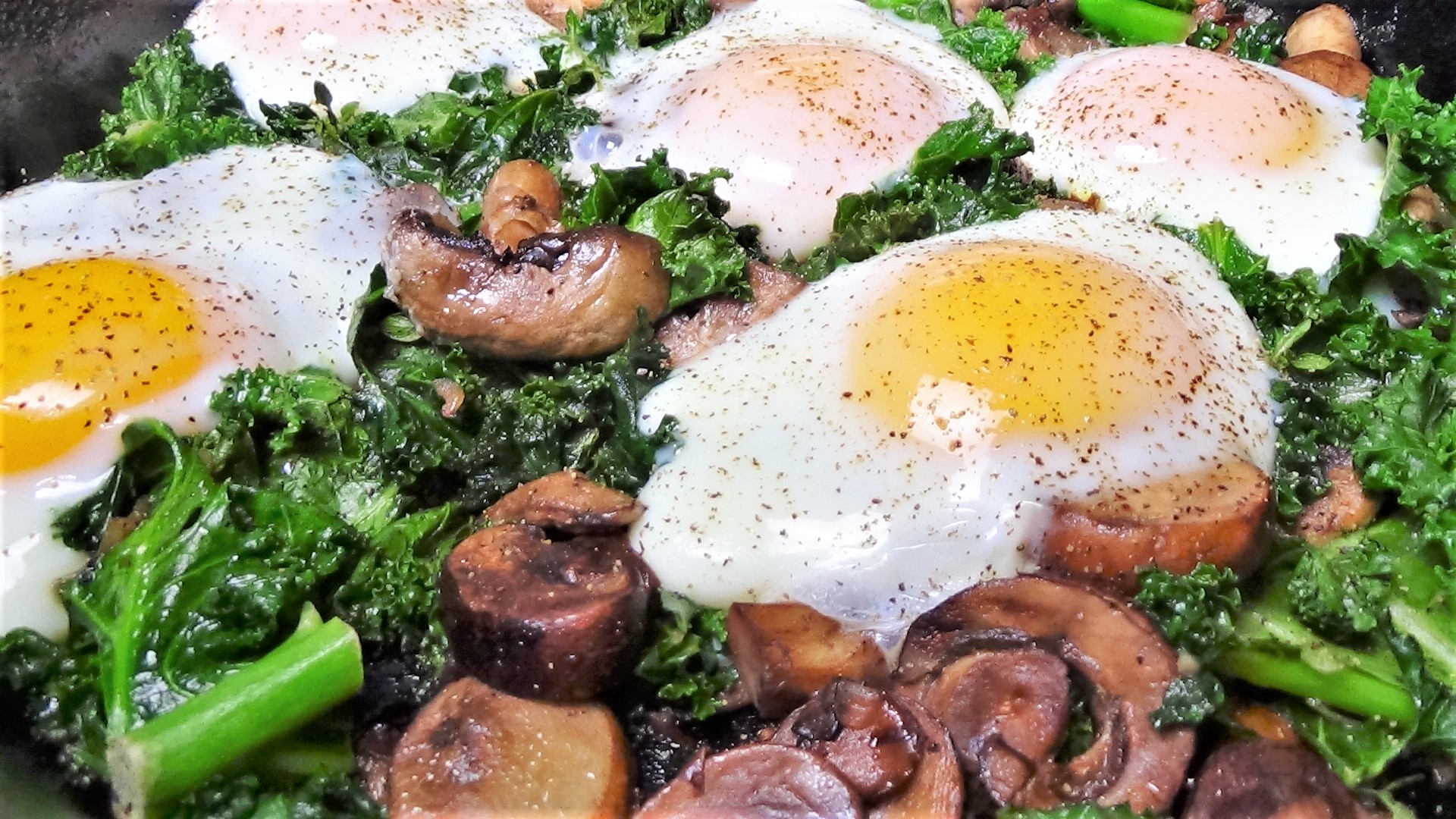 Eggs, Mushrooms and Kale