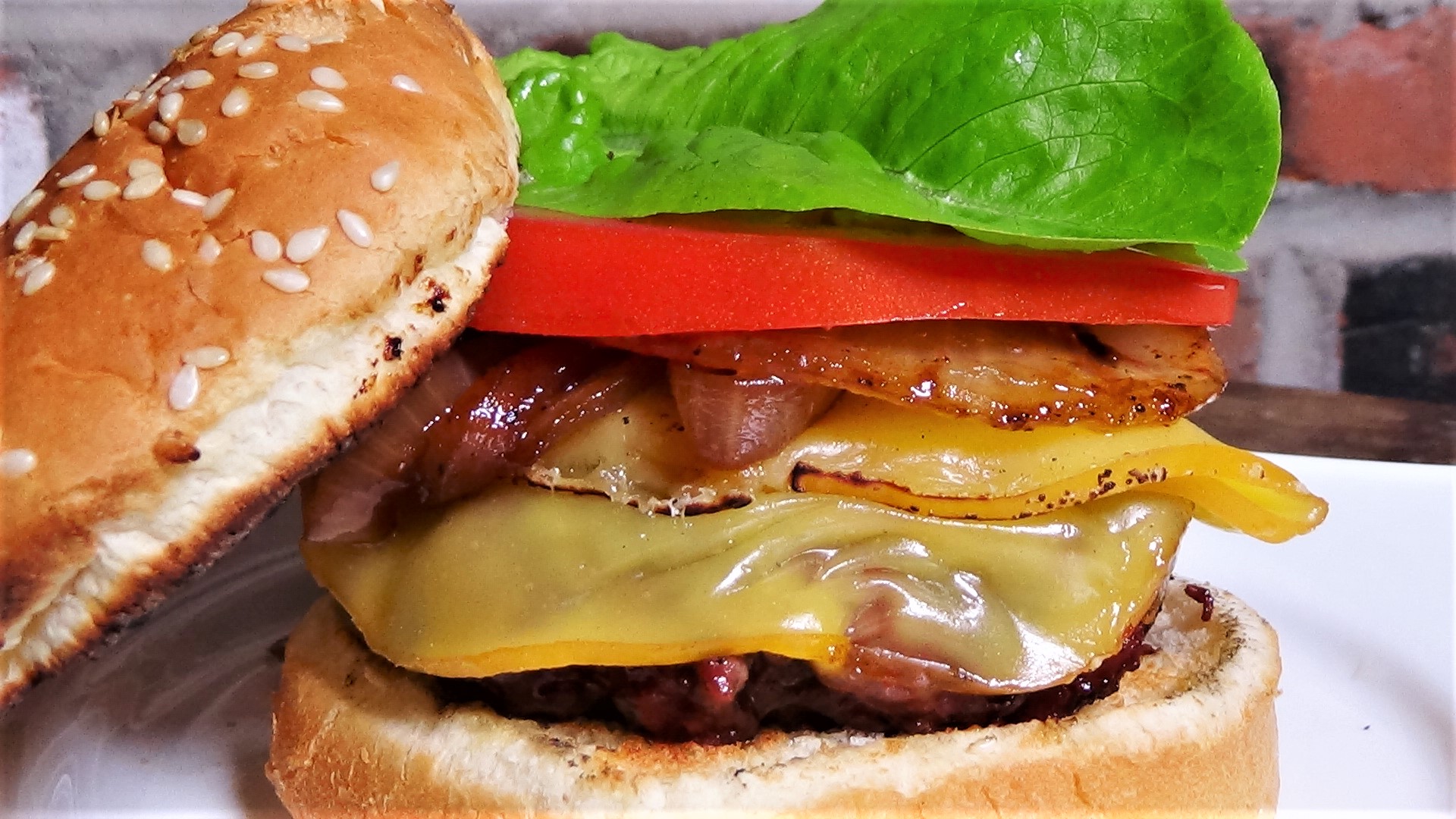Smokehouse BBQ Burgers with Sweet Caramelized Onions and Smoked Gouda