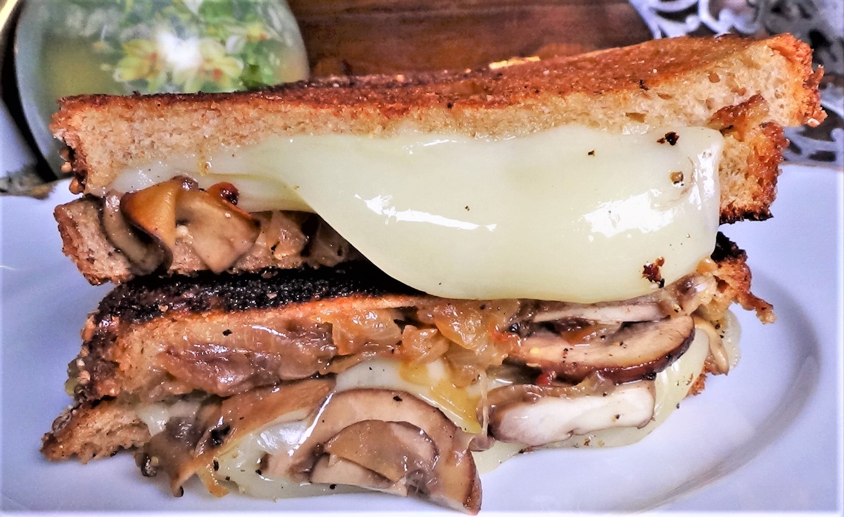 Mushroom, Swiss & Caramelized Onion Grilled Cheese