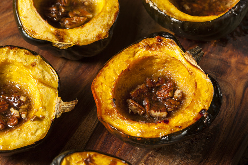Roasted Acorn Squash with Brown Sugar and Pecans