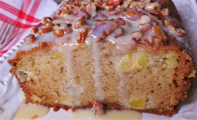 Fresh Peach Bread with Praline Topping